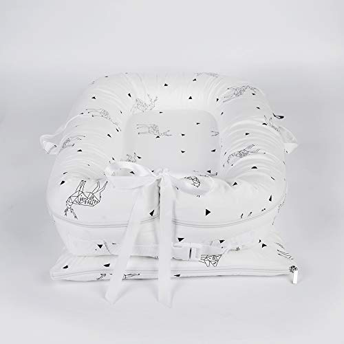 Newborn Baby Nest Sleep Pod Covers Only - for Dock A Tot Deluxe Plus + Extra Cover 100% Cotton Co Sleeping Replacement Cover Boys Girls(Fits Dockatot Deluxe+) (Triangle Dear)