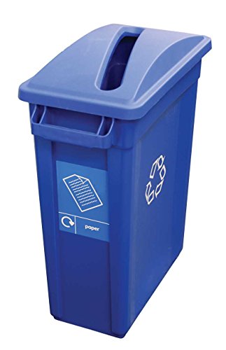 Chabrias Ltd Blue Slim 87L Container Plastic Recycling Slim Bin with Blue Hinged Lid - Ideal for Home or Office Waste Management and Commercial Use (75.6 x 50.7 x 27.2 cm)