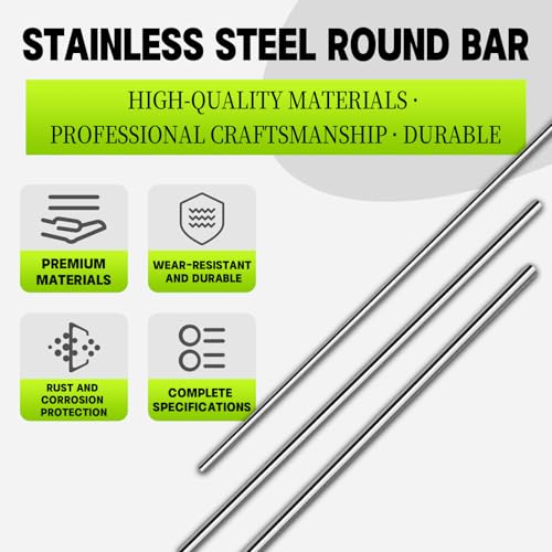 BACSHBY Edelstahlstäbe, 6 Stück Metallstange Rundstahl 4mm x 200mm Metallstab Rundstab, 304 Edelstahl Stange Vollrundstab, Metallstäbe Zum Basteln für DIY Handwerk Modellauto Flugzeug