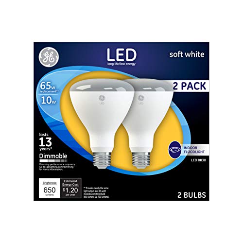 Ge Lighting Dimmable Led Light Bulb, Br30 Indoor Floodlight, 10-Watt (65-Watt Replacement), 650 Lumen, Soft White, Medium Base, 6-Pack Br30 Led Light, Recessed Light Bulb, Led Floodlight (90143) #TOP2