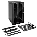 Tecmojo 12U 330mm Depth Wall Mount Data Cabinet, 10in 12U Server Cabinet, Network Cabinet with Rack Shelf, Brush Panels, Cable Organizer for 10'' AV/IT/Data Devices, 50kg Capacity, Glass Door