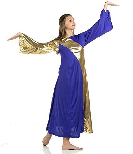 Danzcue Womens Asymmetrical Bell Sleeve Dance Dress - Image 2