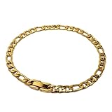 [silver KYASYA]ステンレス チェーンブレスレット フィガロ ゴールド 18KGP シンプル 腕輪 金属アレルギー対応 (ゴールド, 幅8.5mm, 18, センチメートル)