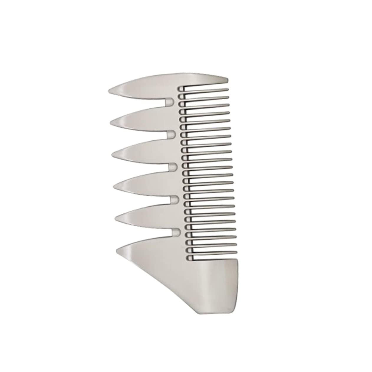 CALLARON Dual Sides Beard Comb Pocket Grooming Tool Static Alloy Brush for Men Durable Unbreakable Great Present for Beard Care Silver Finish