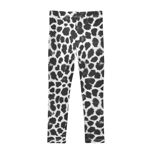 Black White Leopard Skin Print Girls Casual Leggings for Kids Printed Long Pant Bottoms Stretch and Soft2