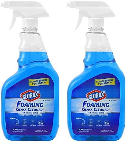 Clorox Foaming Glass Cleaner Trigger Spray | All Purpose Window And Glass Cleaner | Streak|Free, No|Drip Formula Glass Cleaners For The Home Or Office, 32 Ounces (Pack of 2)