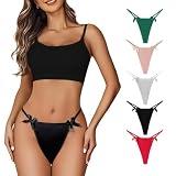 KOEMCY Tangas Mujer Pack de 5 Sexy Hilo Bragas sin Costuras Cintura Baja Multicolor con Acabado Fino Que No Marca Elásticos Thong Underwear(L)