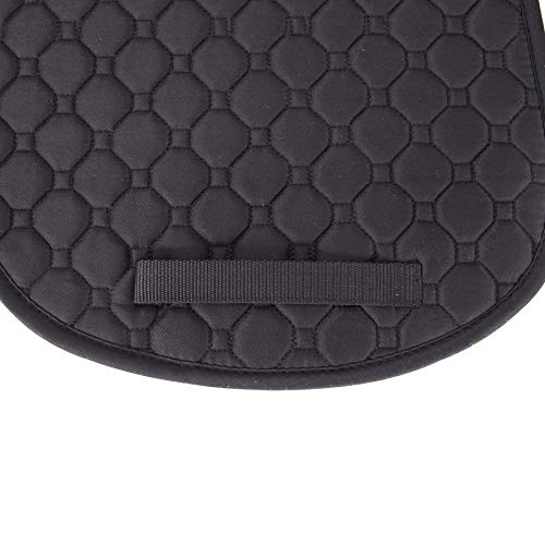 Merauno Lamb Skin Half Lined Numnah - Lammfell Schabracke Natur Echtes Lammfell und gesteppter Baumwolle (VSS Schwarz mit Naturlammwolle)