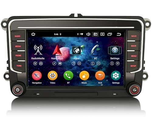 Erisin Radio samochodowe z systemem Android 14, nawigacja GPS do VW Caddy Crafter Amarok Polo Transporter T6, Skoda Yeti 7-calowy ekran dotykowy Wireless CarPlay WiFi 4G Bluetooth 5.0 A2DP Canbus 8