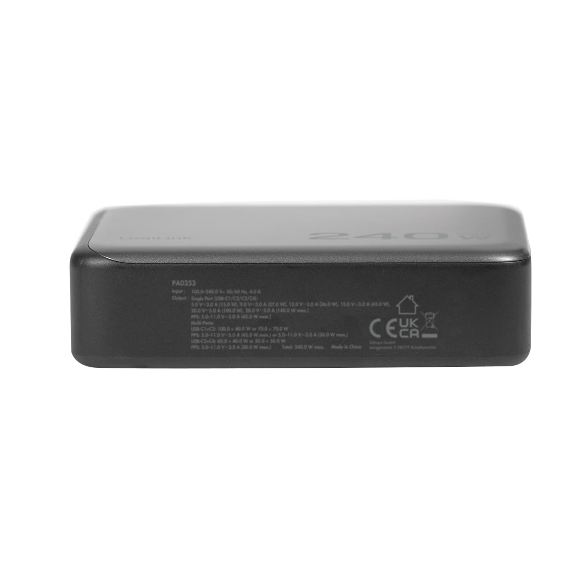 LogiLink PA0353 - Caricatore intelligente GaN (nitruro di gallio) 240 W, 4 x USB-C PD 3.1 (PowerDelivery)