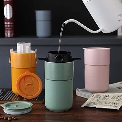 Ceramic Coffee Mug, Reusable Insulated Coffee Cups With Lids Cute Travel Mugs Protective Silicone Sleeve, 12 Ounces, To Go Mug For Coffee Tea Portable Office Or Home Cups Dishwasher Safe (Green) #TOP4