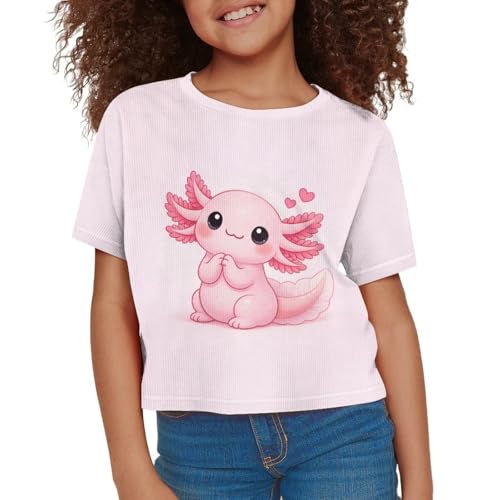 Image of Girls Fashion Crewneck Tee Shirts Casual Short Sleeve Crop Top Summer Outfits 5-14 Year