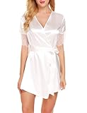 Suave y cómodo material, conveniente para la ropa de dormir. Material satén de aspecto brillante,diseño para mostrar la curva de mujeres.
