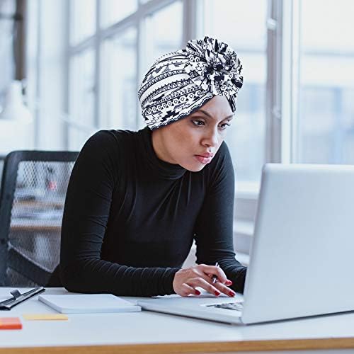 SATINIOR 6 Pieces Women Turban African Pattern Headwrap Colorful Printed Pretied Flower Knot Bonnet Hat for Women - Image 5