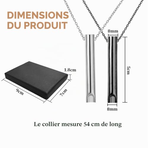 ComPDCVD 2 Pièces Collier de Respiration Anapana Collier Anti Stress Respirant en Acier Inoxydable pour Femmes Hommes – vue 2