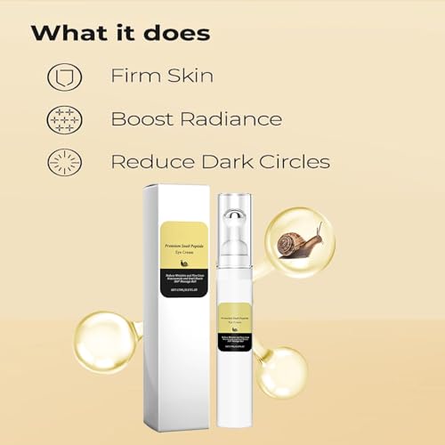 Snail Peptide Eye Cream with Snail Mucin + Niacinamide, Eye Serum Roller, Snail Eye Cream for Dark Circles and Puffy Eyes, Under Eye Cream Anti Aging Anti Wrinkle Fine Lines, Korean Skin Care - Image 3