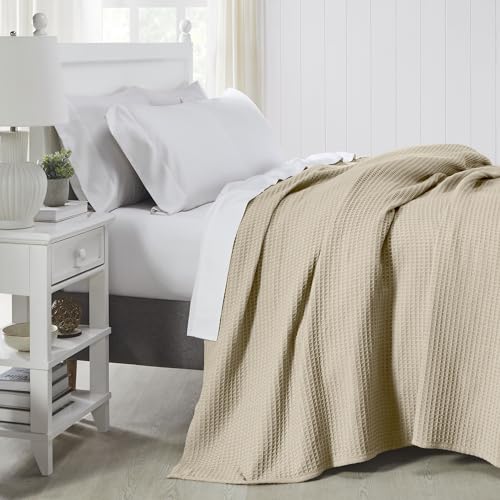 Image of Modern Threads 100% Cotton Waffle Thermal Blanket, Taupe, King /California King