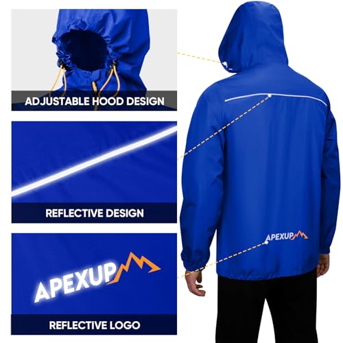 Image of APEXUP Packable Rain Jacket Men Waterproof Lightweight Raincoat with Hood