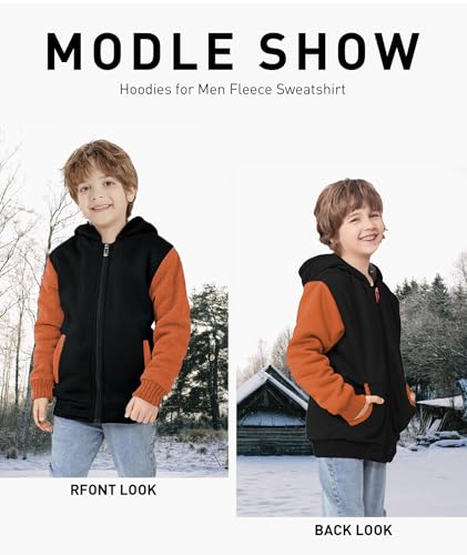 Image of GEEK LIGHTING Boys Sherpa Lined Hoodie Kids Fleece Sweatshirt Full Zip Hooded Jacket