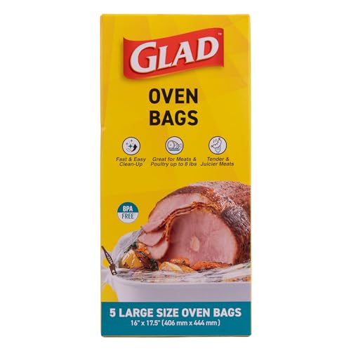 Glad Large Size Disposable Oven Bags, 16 x 17.5 In, 5 Count | Locks in moisture for tender roasts, fits standard meats and poultry, easy cleanup with no scrubbing - image 1