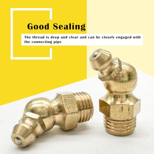 Image of 10Pcs Brass Hydraulic Grease Nipple Fitting,M10 x 1mm Metric Thread 45 Degree Angled Brass Hydraulic Grease Nipple Fitting,Hydraulic Grease Fitting Accessories