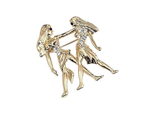 Brosche Schmuck Sternzeichen Zwillinge aus vergoldetem Stahl, Edelstahl ...