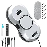 Oamger Fensterputzroboter,5600Pa Elektrischer Fensterreiniger,Fensterroboter mit Fernbedienung und Kantenerkennungssystem,Automatischer Fensterreiniger für Innen- und Außenfenster,10 Tücher (Weiß D)