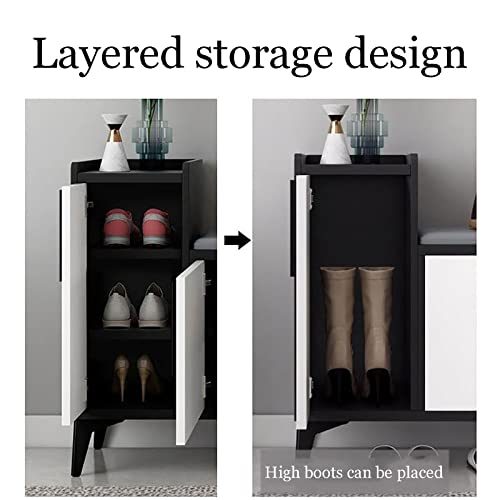 Meuble à chaussures petit espace, étagère d'entrée avec banc 80cm - 7