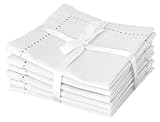 Now Designs Hemstitch Cocktail Small Napkins, Set of 6, White