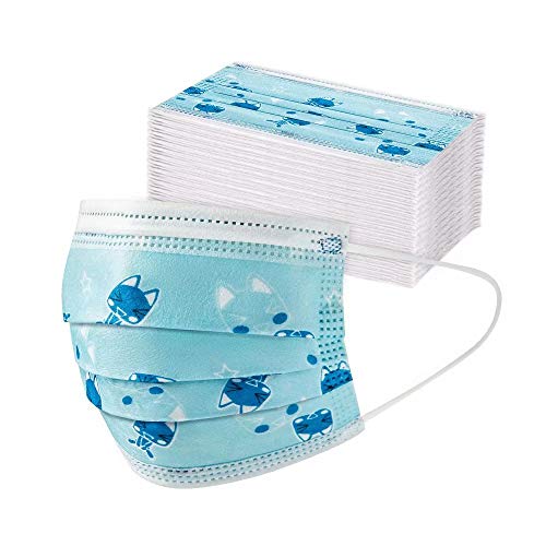 Cute kids Face Mask,Children's 3 Ply Protective Earloop Disposable Face Masks with Cat Print,50PCS Colorado 