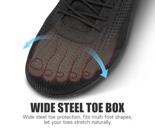 Image of LARNMERN Slip On Steel Toe Work Shoes Men's Slip Resistant Safety Sneaker Lightweight Comfortable Shoe