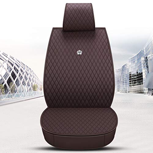 Luxury Brown Leather Car Seat Cover Universal Front and Rear Seat Cushions with Airbag Compatible 9PCS Seat Covers Set Fit Most Car Auto SUV (B-Brown) - Thumbnail 2