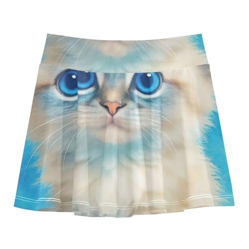 Athletic Shorts Girls Skorts Toddler Tennis Skirts Clothes Cheer Skirt Cat Adorable Kitten White Blue 3t