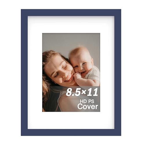 An&He 8.5x11 inch Picture Frame, Deep Blue Simple Photo Frame for Decorative Artwork, Suitable for Tabletop, Desk, Bookshelf and Wall Display, Photo Gallery Decor