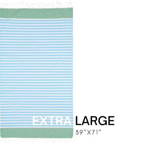 image for BAY LAUREL Turkish Beach Towel with Travel Bag 39 x 71 Quick Dry Sand 