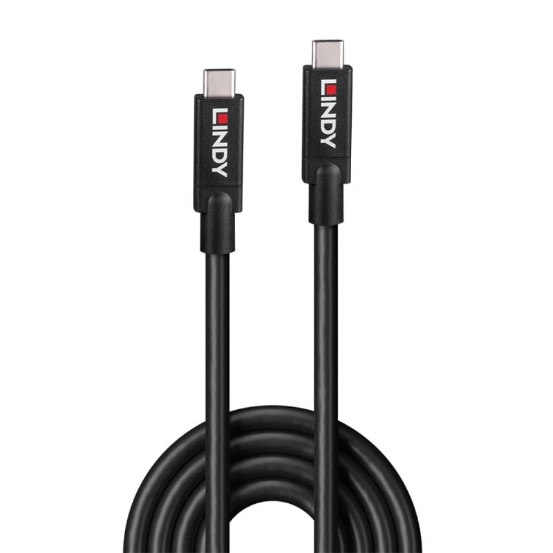 LINDY Cavo attivo USB 3.2 Gen 2 da USB-C a USB-C, trasferimento dati 10 Gbps, DisplayPort 1.4, alimentazione 100 W, nero