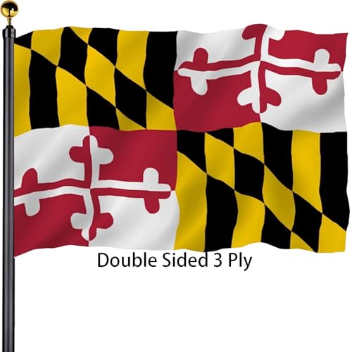 Maryland State Flags 3x5 Outdoor Double Sided 3 Ply Heavy Duty MD State Flags Banner for Outside with 2 Brass Grommets UV protection Fade Resistant for Indoor Outdoor