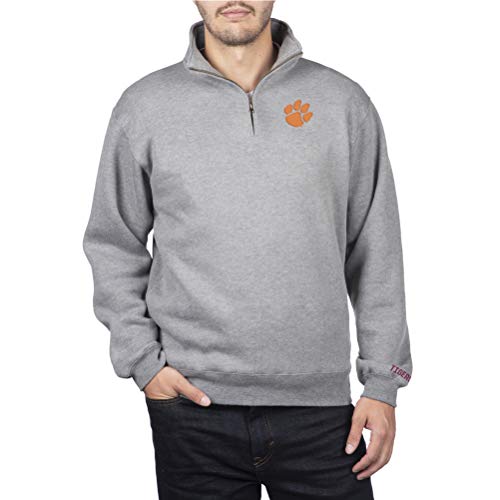 Top of the World Clemson Tigers Men s Gray Applique Icon Quarter Zip Sweatshirt, Large