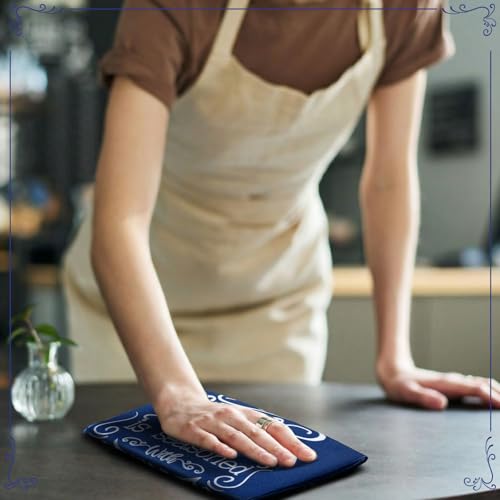 Image of Bencailor 6 Pcs Blue White Kitchen Towels Decorative Sets Dish Towels Absorbent Fast Drying Hand Tea Vintage Hanging Reusable Cleaning Dishcloths for Cooking Farmhouse Bathroom Accessory