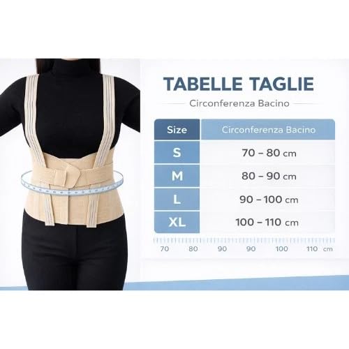 Kefrell Busto Ortopedico Posturale Uomo e Donna - Fascia Lombare Supporto Schiena con Spallacci e Bretelle Regolabili, Tutore e Correttore Postura Made in Italy S