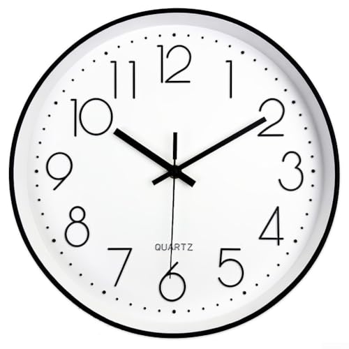 Horloge murale 30 cm avec cadran en verre trempé et mouvement à quartz pour salon