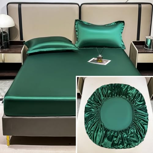 Sábana bajera de satén de 90 x 200 cm + 25 cm de profundidad, funda de cama de seda de hielo para el hogar, ropa de cama de seda sintética suave, transpirable y suave experiencia de sueño