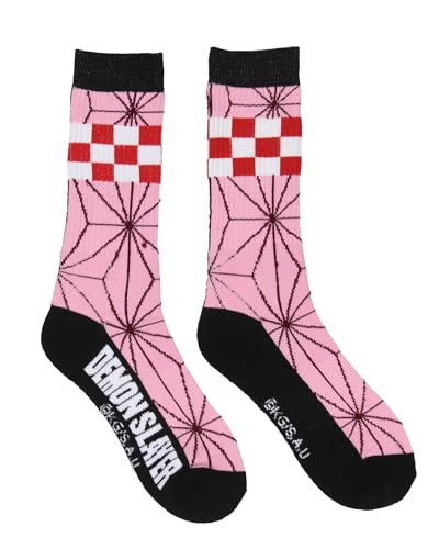 Bioworld Demon Slayer Crew Socks, Demon Slayer Manga Tanjiro And Nezuko Socks, Anime Performance Cushioned Athletic Crew Socks For Men Women 3 Pairs4
