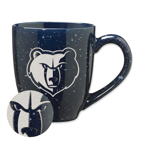 Rico Industries NBA Basketball Memphis Grizzlies Primary 16 oz Team Color Laser Engraved Speckled Ceramic Coffee Mug
