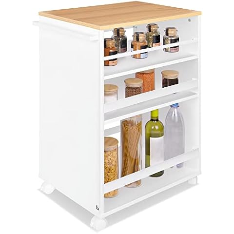 bomoe Carro de Cocina con 3 Niveles Ajustables y encimera de Cocina Cover