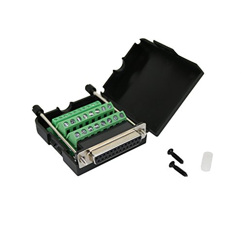 Twinkle Bay DB25 Connector to Wiring Terminal Db25 Breakout Board Solder-Free (Female Adapter with Case)