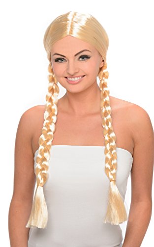 Princess Wig - Long Blonde Wig with Double Braids for Cosplay and Costume Dressup