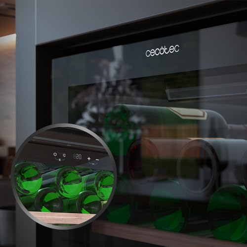 Cecotec Weinkühlschrank 98 Flaschen Bolero Grand Sommelier 98000 Schwarz: Weinkühlschrank mit 128,5 cm Höhe und geräuschlosem Kühlsystem bei 41 dB sowie einem Touch-Control-Panel