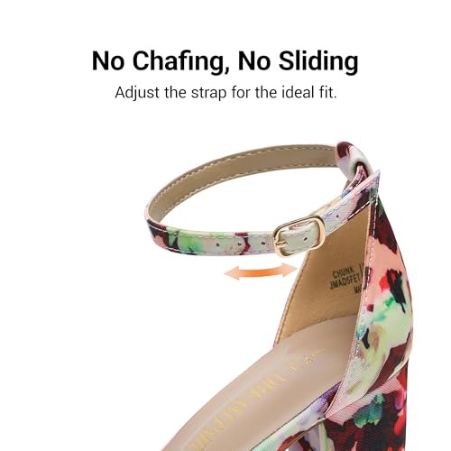 DREAM PAIRS DREAM PAIRS Women's Chunk Low Heel Pump Sandals,Size 9.5,Floral,CHUNK