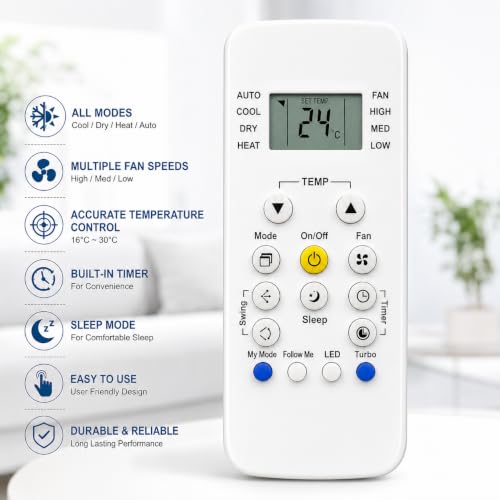 Image of AMAZOR Compatible with Carrier Ac Remote Original | Model 148A RG56N /R3 | Suitable for 1 | 1.2 | 1.3 | 1.5 | 1.8 | 2 | 2.2 | 2.5 | 3 Ton Split and Window Air Conditioner | Match & Buy
